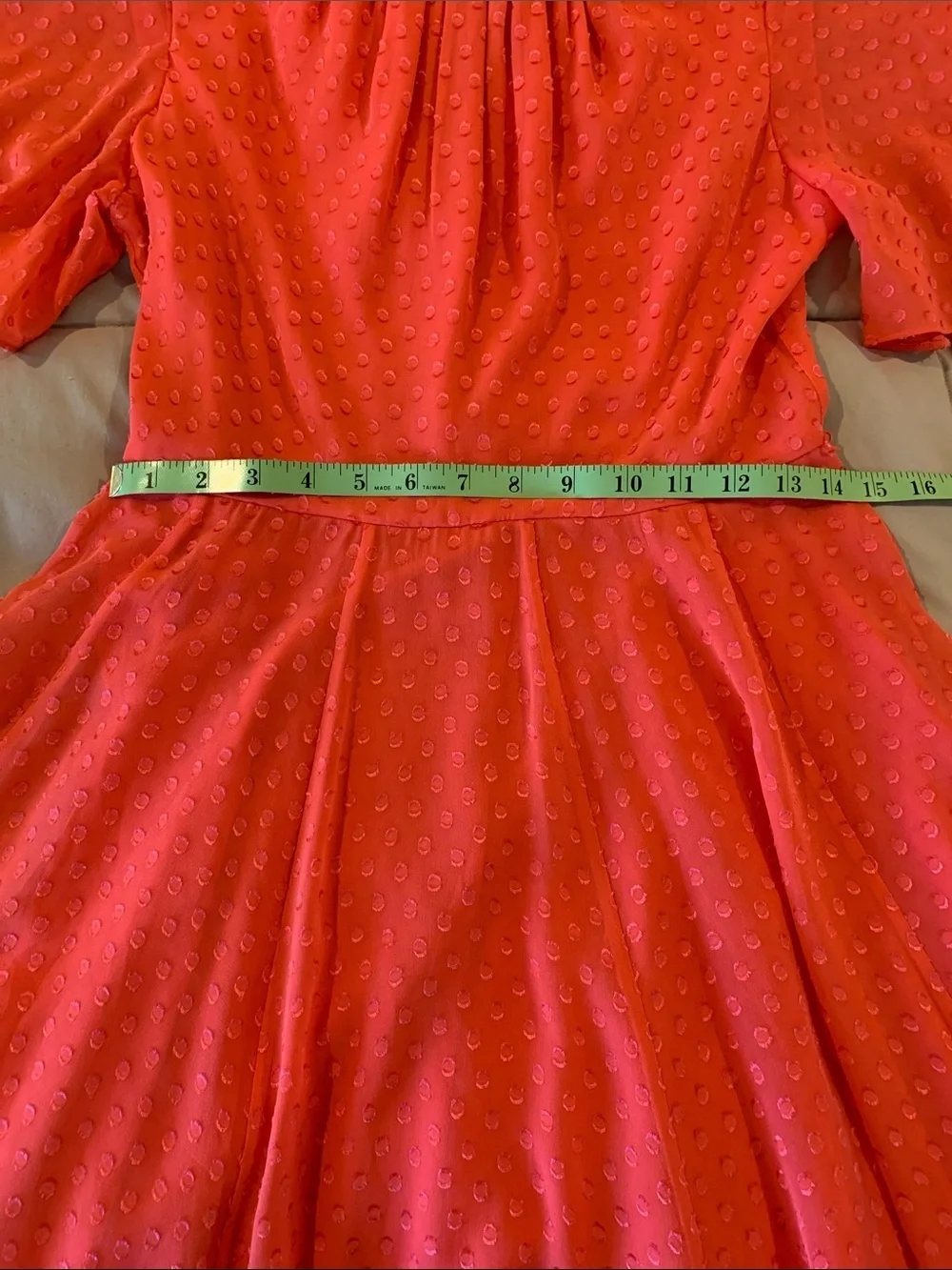 NWT Kate Spade Clipped Chiffon Dress in Paprika(653). Midi Dress with Tie Waist.